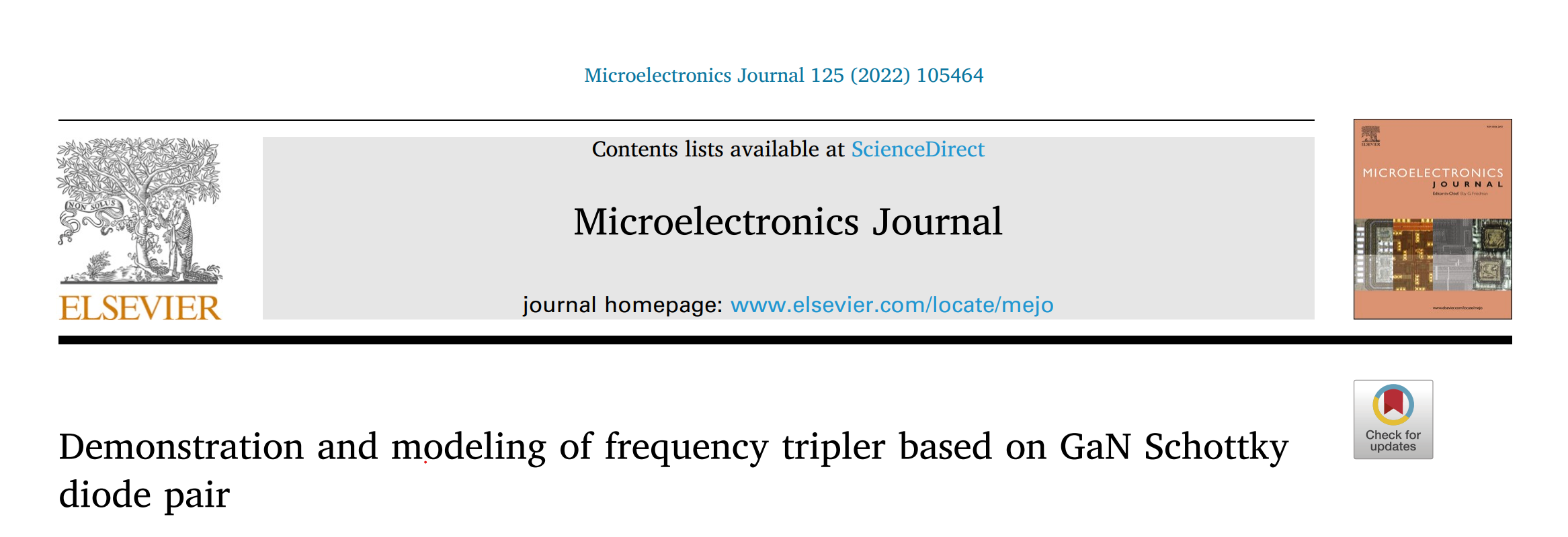 Demonstration and modeling of frequency tripler based on GaN Schottky diode pair